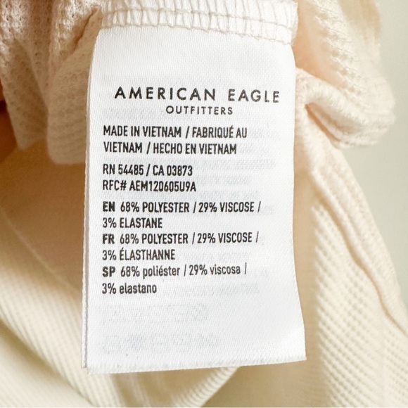 American Eagle Outfitters Cream Ivory Cowl Neck Waffle Knit high low top Large - Picture 7 of 8